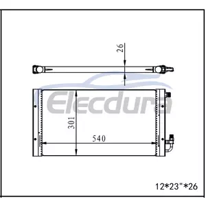Universal A/C Condenser 12" &times; 23" Inch with 26 mm Core