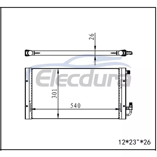 Universal A/C Condenser 12" &times; 23" Inch with 26 mm Core