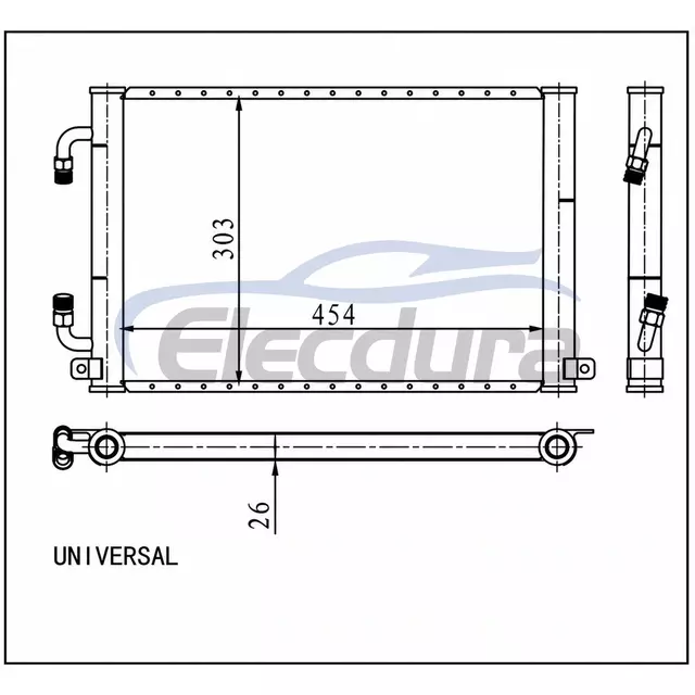 Universal A/C Condenser 454 &times; 303 &times; 26 mm