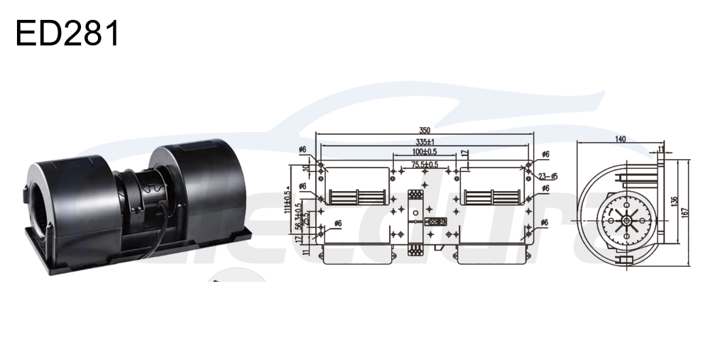 27V 380W HVAC blower motor for Delong F3000, 1000m&sup3;/h airflow