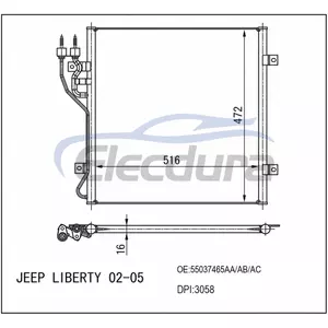 55037465-AA Jeep Liberty Gas- Only 2002-2005 A/C Condenser