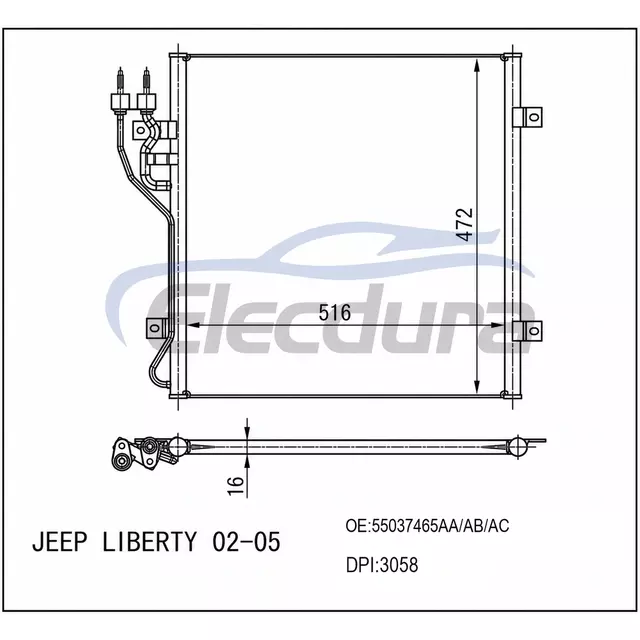 55037465-AA Jeep Liberty Gas- Pouze 2002-2005 Kondenz&aacute;tor klimatizace