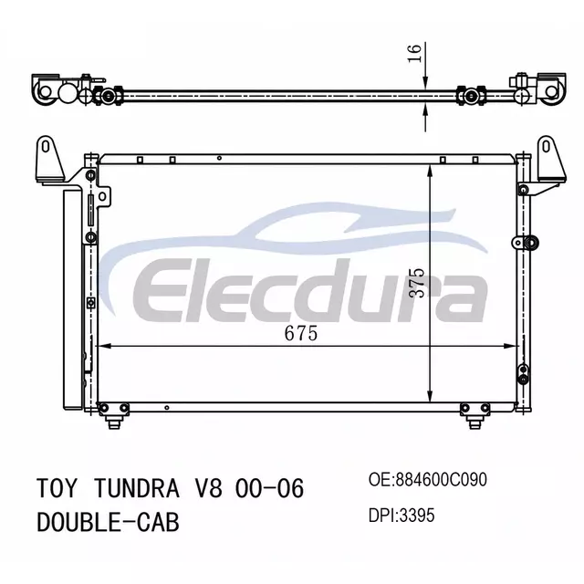 884600C090 Toyota Tundra &Ccedil;ift Kabin 2000-2006 V8 Klima Kondenser D&uuml;zeneği 16mm &Ccedil;ekirdek