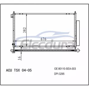 80110SEA003 ฮอนด้า Acu Tsx 2004-2005 คอนเดนเซอร์เครื่องปรับอากาศ