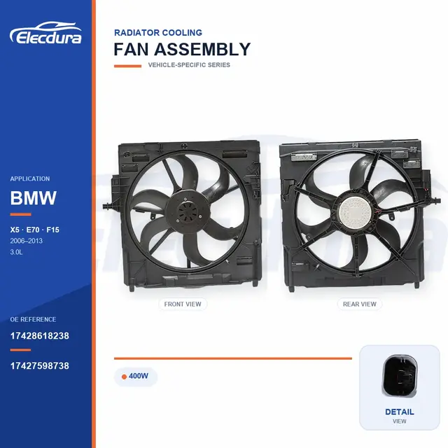 Radiator Cooling Fan Assembly for BMW E70 / F15 400W 17428618238 Bulk Supply