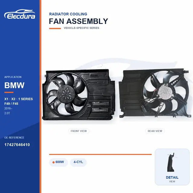 Conjunto de ventilador de refrigeraci&oacute;n del radiador para BMW F49/F45 600W 17427646410 suministro a granel