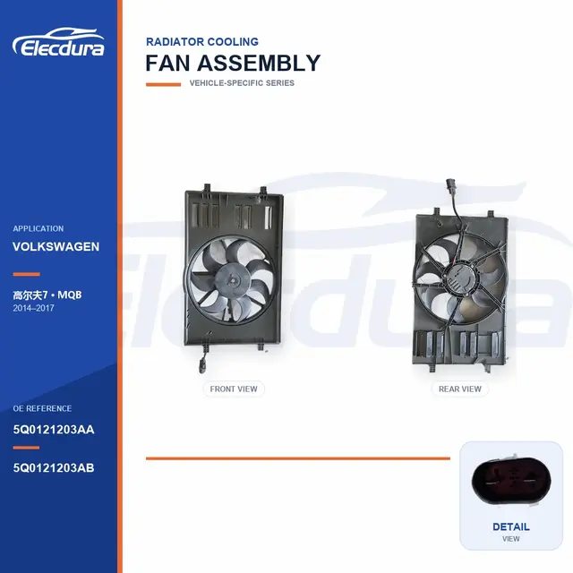 Radiator Cooling Fan Assembly for Volkswagen Golf 7 / MQB 400W 5Q0121203AA Bulk Supply