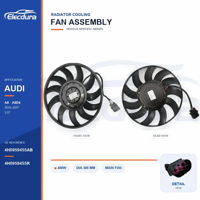 Radiator Cooling Fan for Audi A8 D4 400W 4H0959455AB Bulk Supply