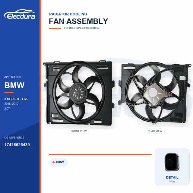 Radiator Cooling Fan Assembly for BMW F35 400W 17428625439 Bulk Supply