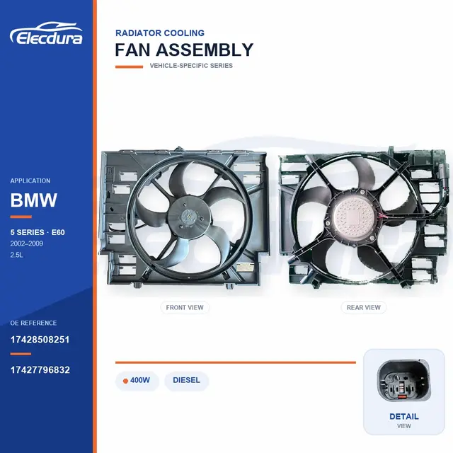 Radiator Cooling Fan Assembly for BMW E60 400W 17428508251 Bulk Supply