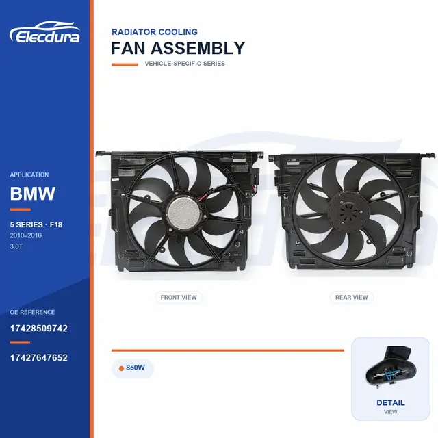 Radiator Cooling Fan Assembly for BMW F18 850W 17428509742 Bulk Supply