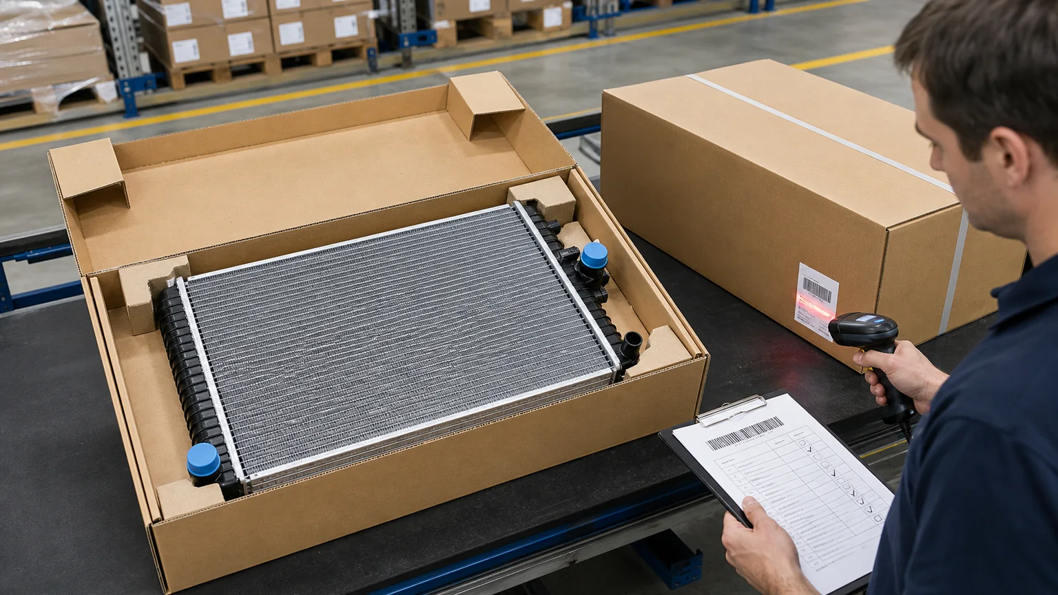 Radiator export packaging and batch traceability inspection