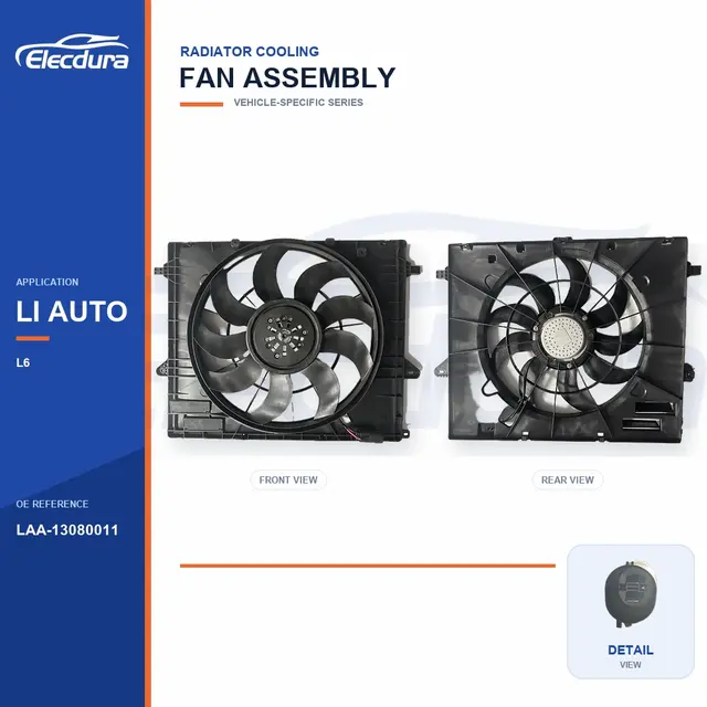 Radiator Cooling Fan Assembly for Li Auto L6 LAA-13080011 Bulk Supply