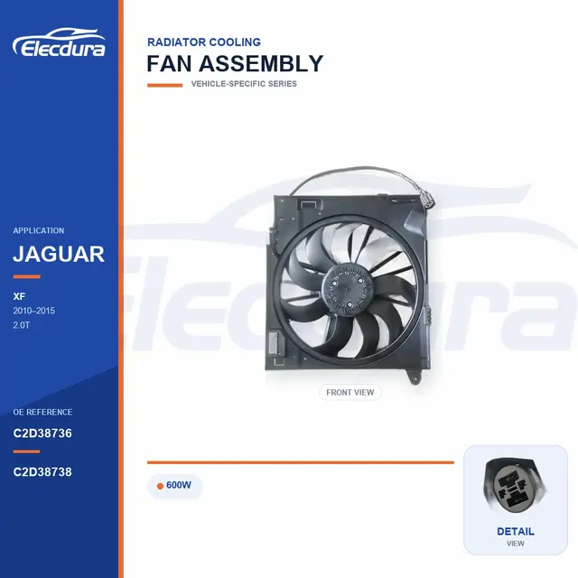 Radiator Cooling Fan Assembly for Jaguar XF / XJ-XJR 600W C2D38736 Bulk Supply