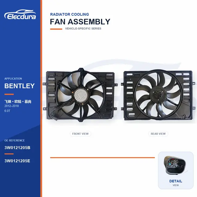 Radiator Cooling Fan Assembly for Bentley Flying Spur / Continental 3W0121205B Bulk Supply