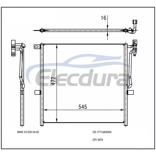 1711.3.400.400 BMW X3 E83 2004-2010 A/C Condenser