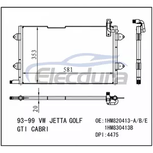 1HM820413-A Volkswagen Jetta Golf Gti Cabri 1993-1999 A/C Condenser