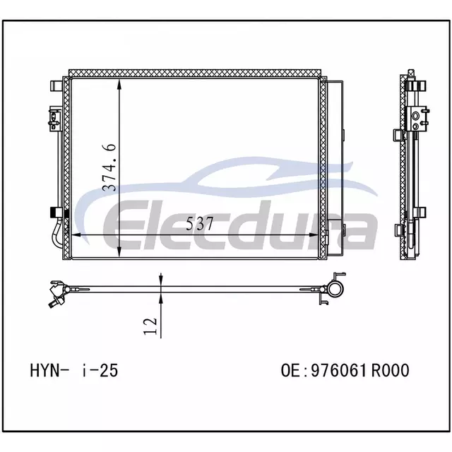 97606-1R000 Hyundai Accent 2012+ A/C Condenser 12mm Core