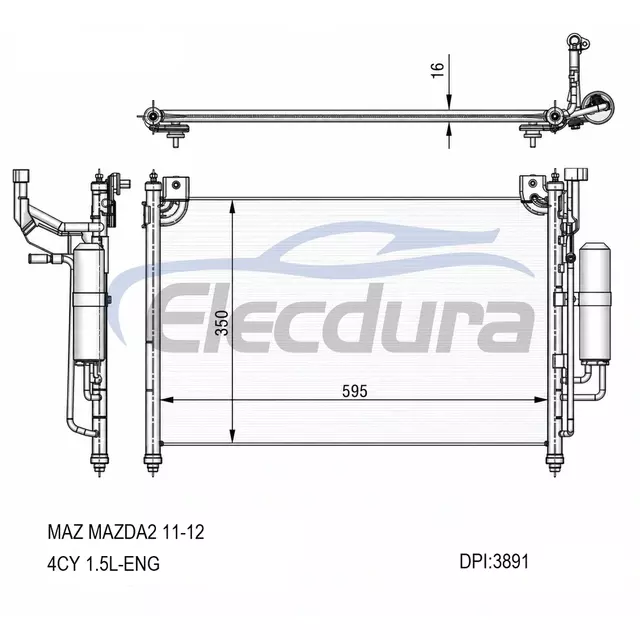 DF7161480A Mazda 2 2011-2012 Конденсатор кондиціонера