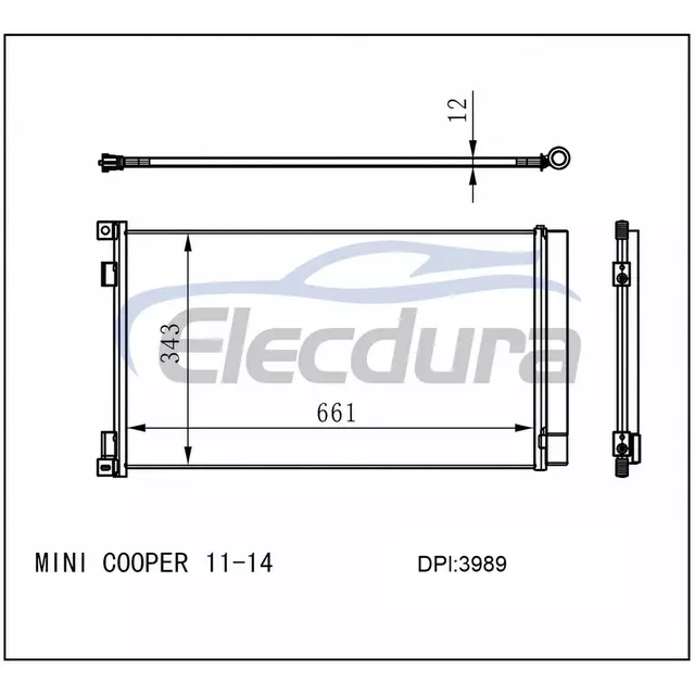 9228607 MINI Cooper 2011-2014 A/C Condenser 12mm Core