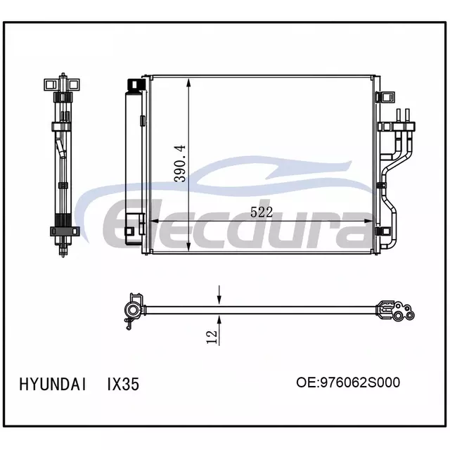 97606-2S000 Hyundai Ix35 2001-2015 Klima Kondenser Grubu 0,47 &Ccedil;ekirdek