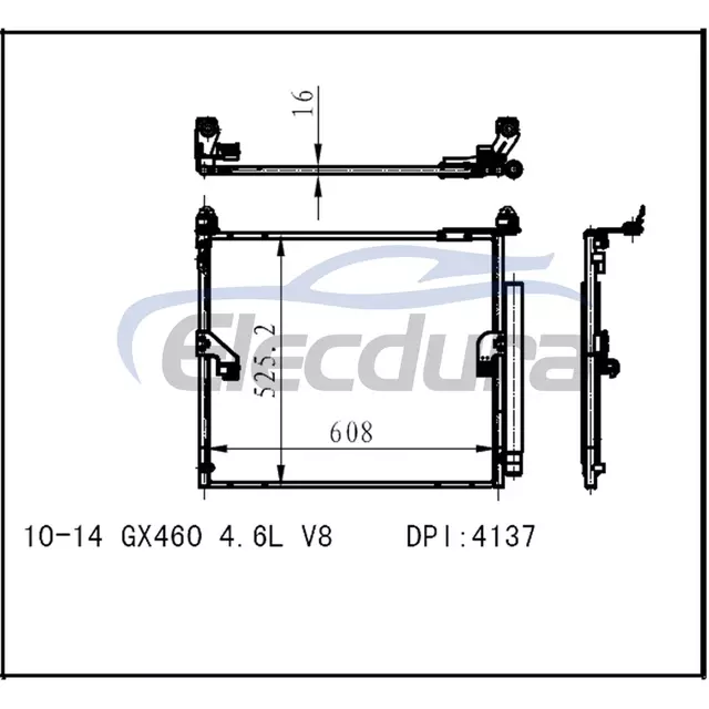 8846060420 Lexus Gx460 2010-2014 4,6L / V8 A/C kondenz&aacute;tor, 16 mm-es mag