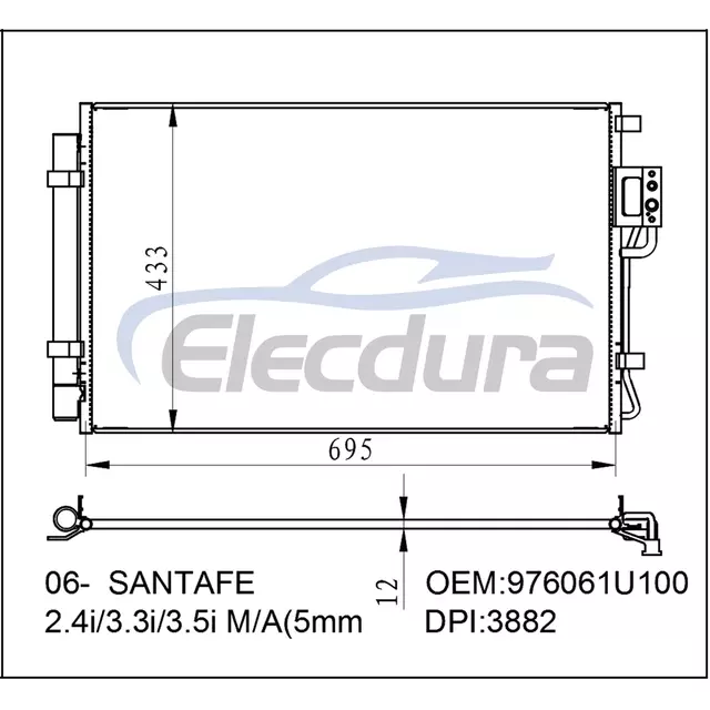 976061U100 Hyundai Santafe 2 4i 2006+ Klima Kondenser Komplesi