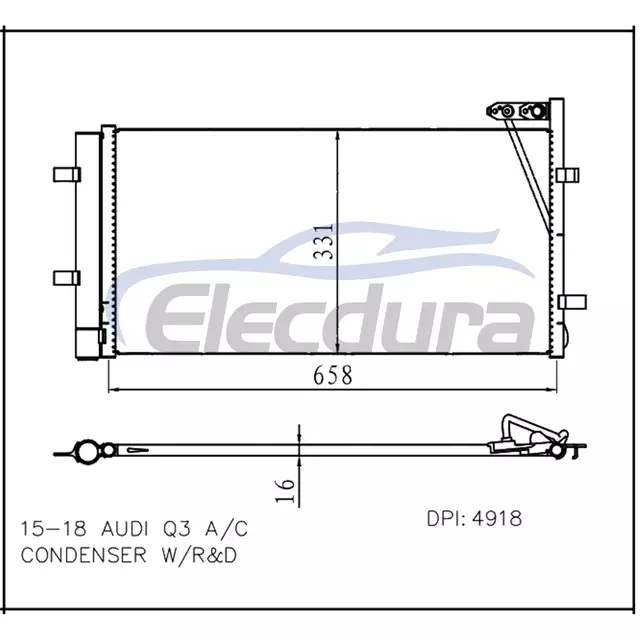 8U0260401C Audi Q3 2015-2018 Конденсатор кондиціонера з резервуаром для рідини
