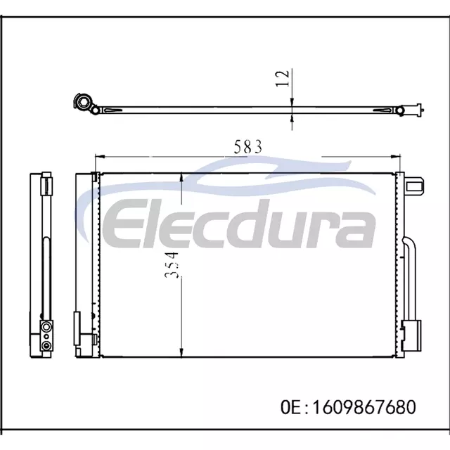 1609867680 Citroen Fiat Punto 199_ 2012-2013 A/C Condenser