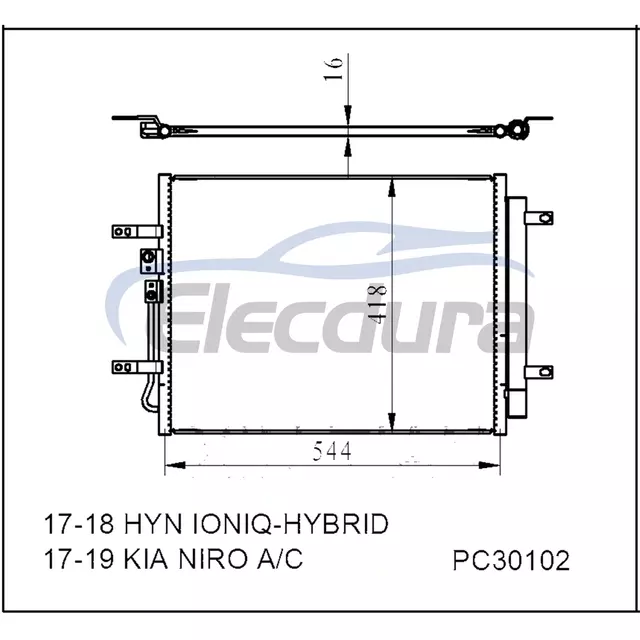 97606G2000 Hyundai Ioniq-Hybrid 2017-2018 HYBRID A/C Condenser Assembly