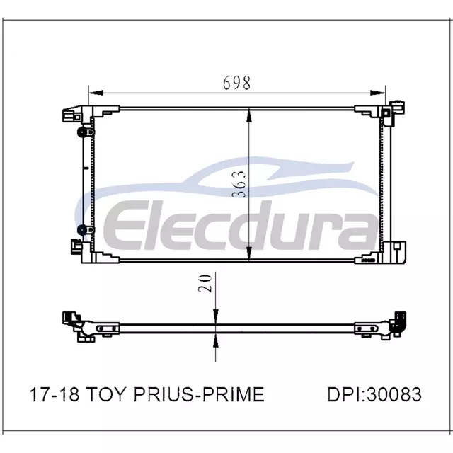 88460-47180 Toyota Prius-Prime 2017-2018 Конденсатор кондиционера, сердечник 20 мм