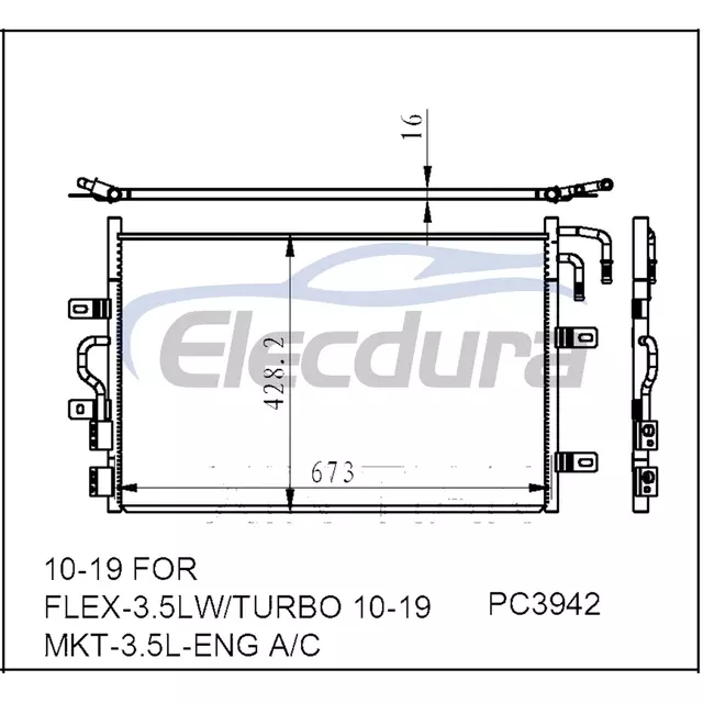 AA8Z19712A Ford Flex 2010-2019 A/C kondensator 20 mm kerne