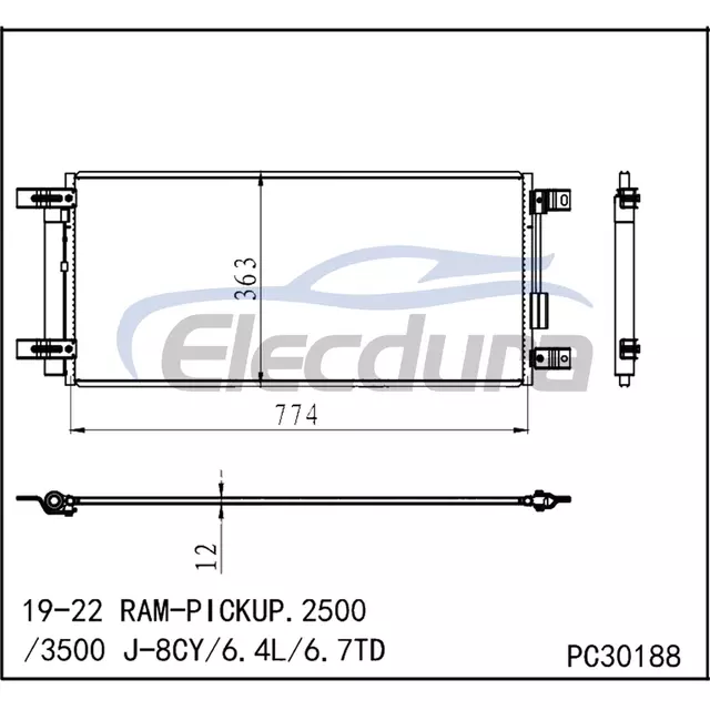 68322495AB Dodge Ram-Pickup 2500 2019-2022 A/C kondenz&aacute;tor