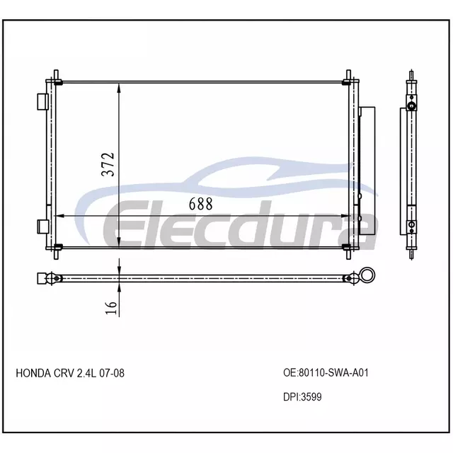 80110SWAA01 Honda Cr-V 2007–2011 2.4LA/C Kondensator