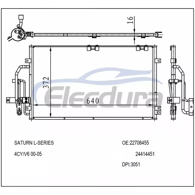 22708455 Saturn L-Series 2000-2005 V6 A/C Condenser