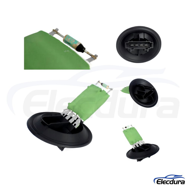 OE-standard 6Q0959263A 4-pin blower motor resistor for VW Polo, Audi A1, Seat Ibiza, and Skoda Fabia.