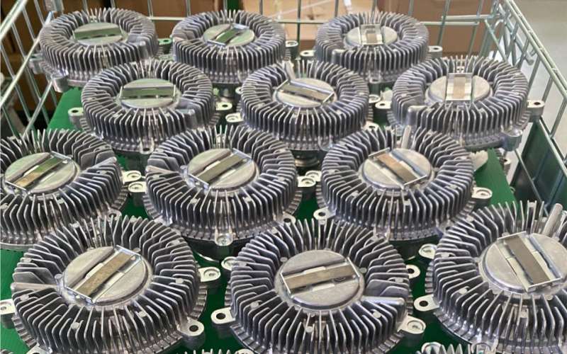Finished fan clutch units prepared in factory basket