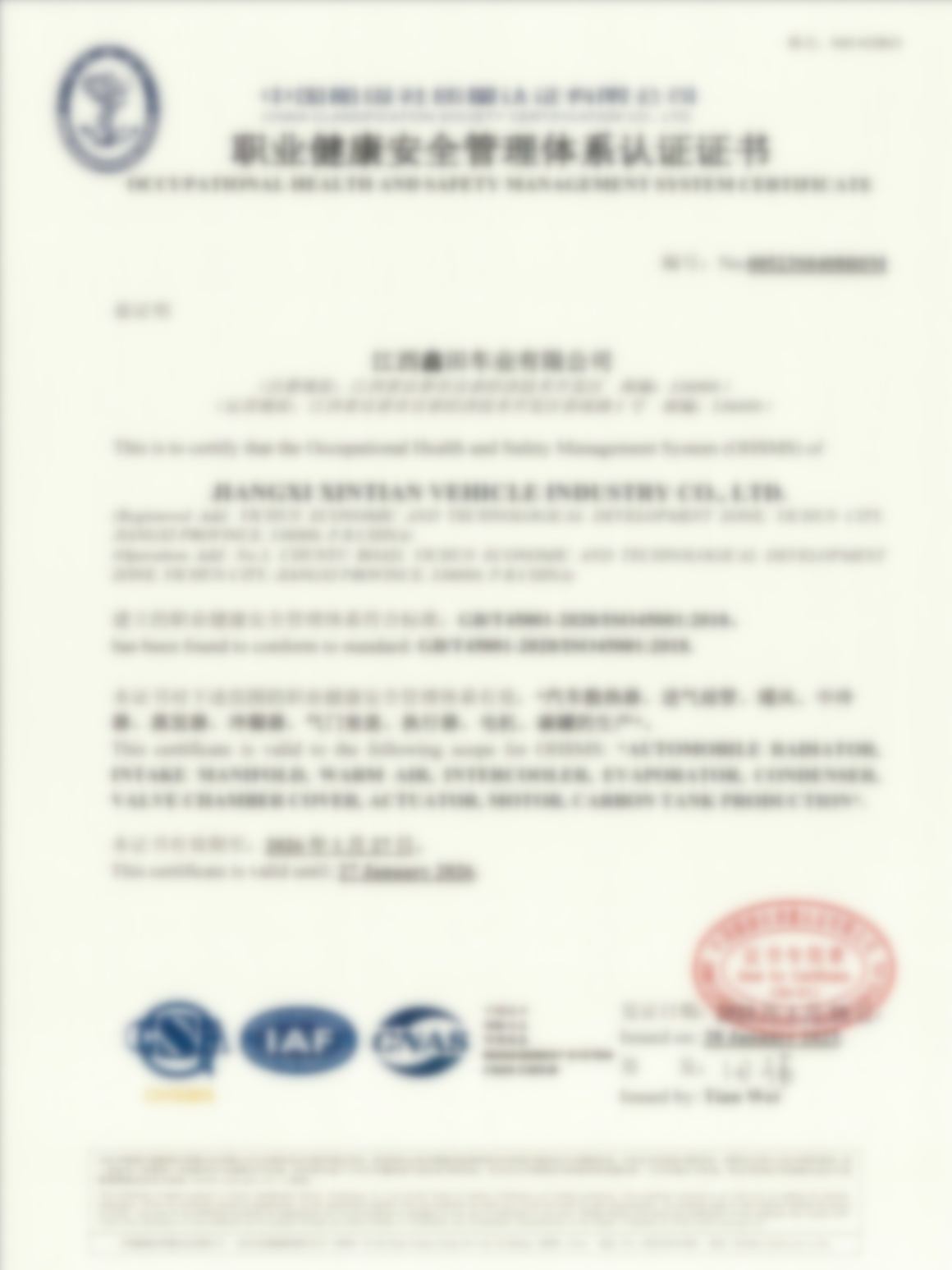 ISO 14001 certification for environmental management system in Elecdura Valve Cover factory