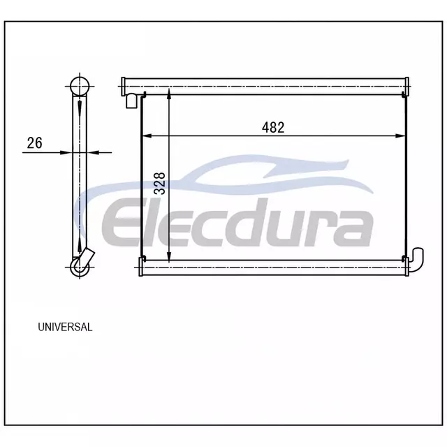 Universal A/C Condenser 328 &times; 482 &times; 26 mm