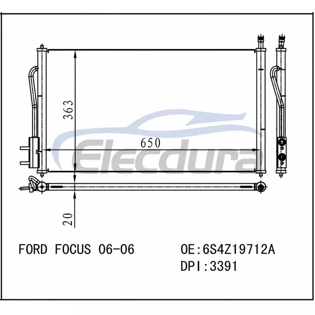 6S4Z19712A Ford Focus 2006+ A/C Condenser