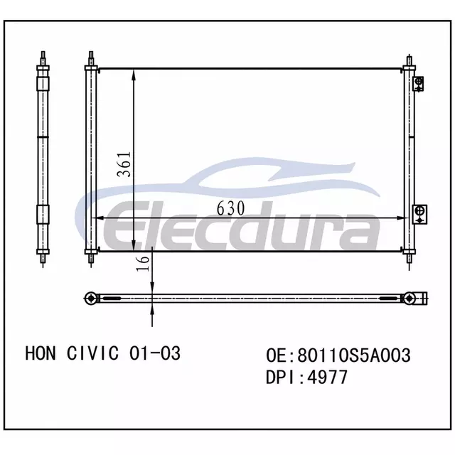 80110S5A003 Honda Civic 2001-2003 A/C Condenser