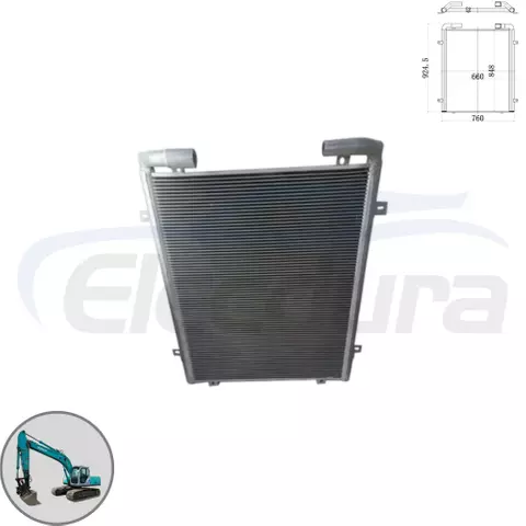 Enfriador de aceite hidr&aacute;ulico de aluminio premium YN05P00035S002 para excavadora Kobelco SK210-6E, suministro de piezas pesadas al por mayor.