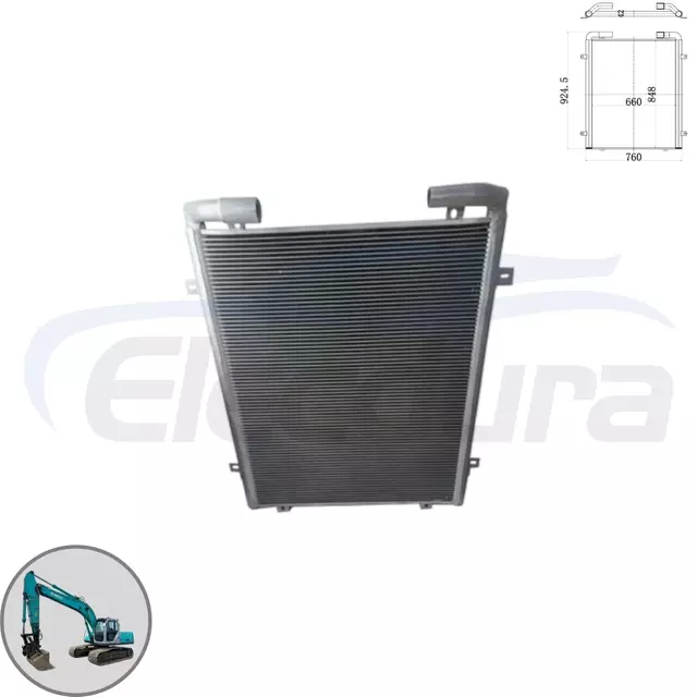Pendingin oli hidrolik aluminium premium YN05P00035S002 untuk ekskavator Kobelco SK210-6E, pasokan suku cadang berat grosir.