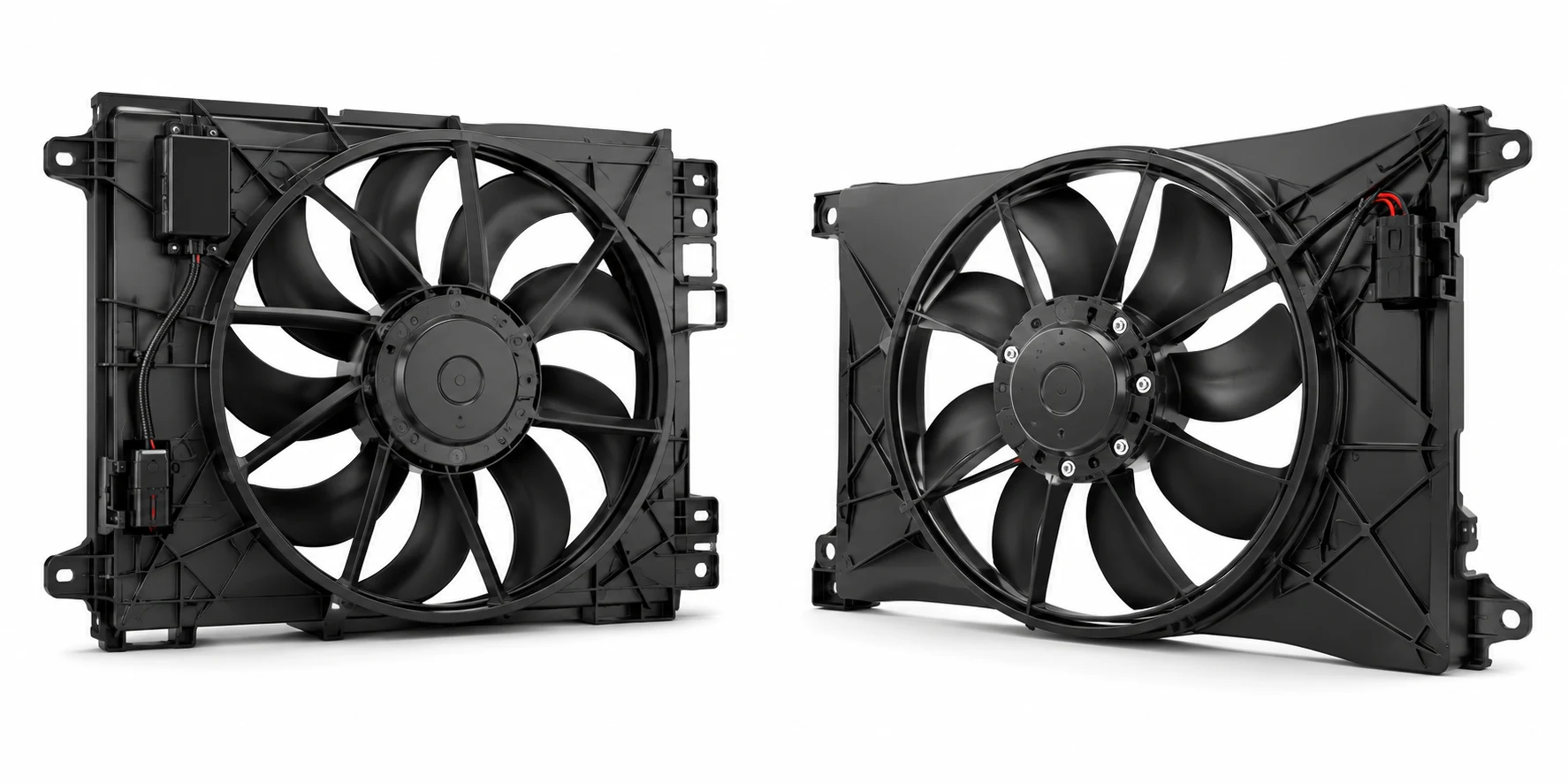 Radiator cooling fan assemblies for B2B aftermarket cooling system parts supply