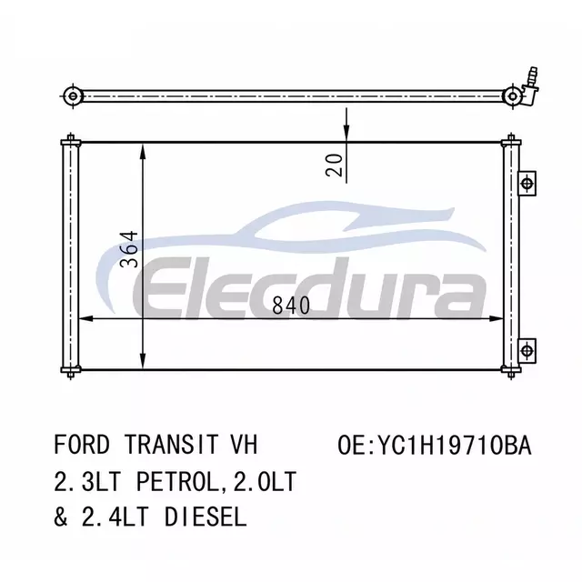 YC1H19710BA Ford Transit Vh 2 3lt Petrol A/C Condenser