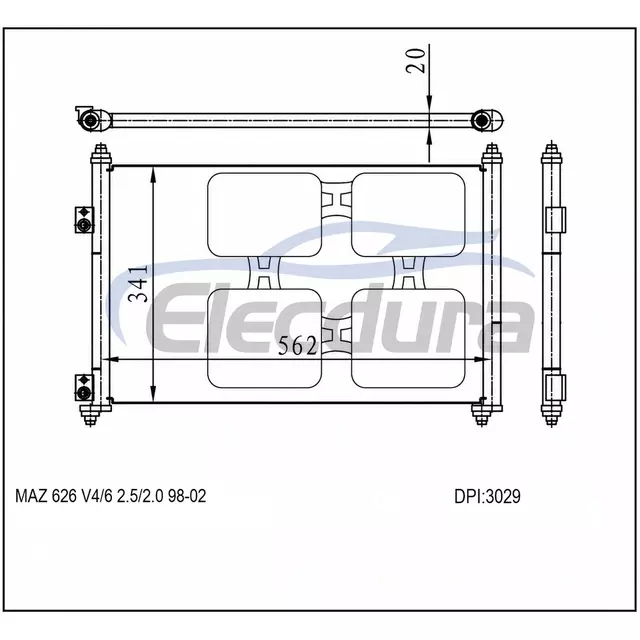 GD7A61480B Mazda 626 1998-2002 V4 A/C Condenser