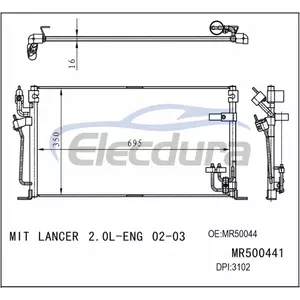 MR50044 Mitsubishi Lancer 2002-2003 2.0LA/C Skraplacz