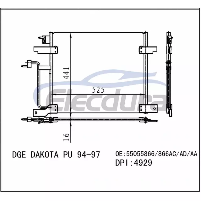 55055866 Dodge Dakota Pu Valed 1994-1997 A/C Condenser