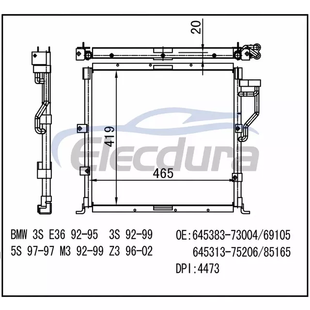 64531385165 BMW 318i (E36) 1991-1999 A/C Condenser