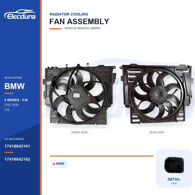Radiator Cooling Fan Assembly for BMW F18 600W 17418642161 Bulk Supply